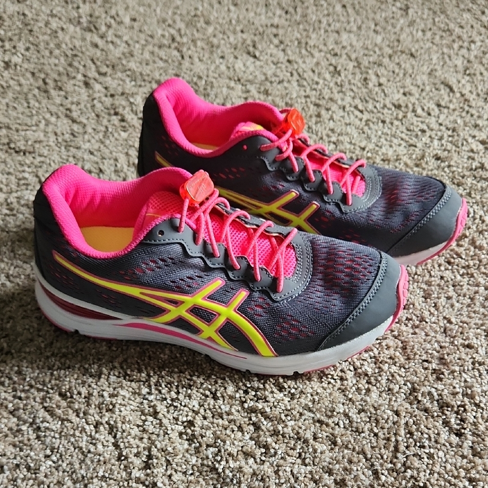 ASICS Women's Gray and Neon Pink Athletic Shoes